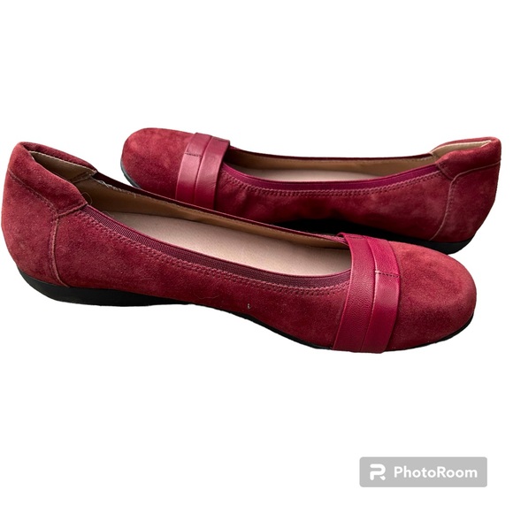 Abeo BIO System Tessa Wine Burgundy Suede Flats Ballet Comfort Shoes, size 11 - Picture 4 of 5